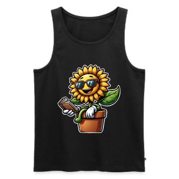 Lecture de livre de tournesol - Débardeur bio Premium Homme - noir - Devant - Michal (187cm)