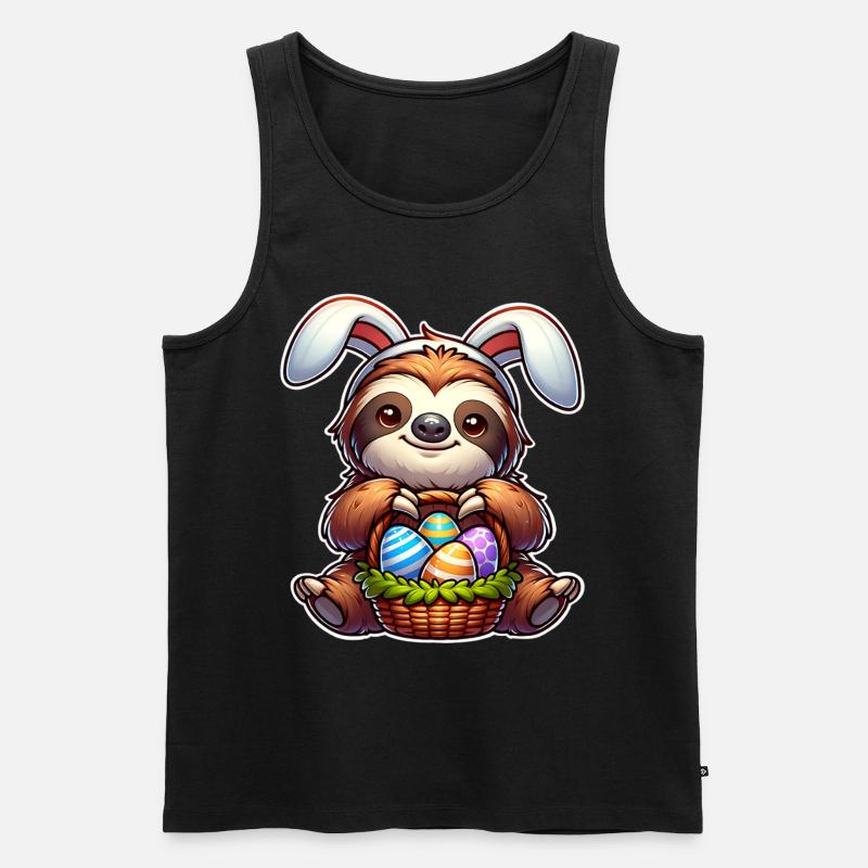 Ostern Faultier - Männer Premium Bio Tank Top - Schwarz