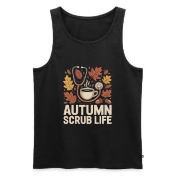 Autumn Scrub Life Pumpkin Spice Nurse - Men's Premium Organic Tank Top - black - Front - AI Model Male 178 light (178cm)