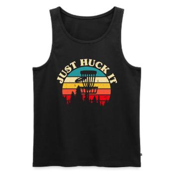 Disc Golf Discgolf Just Huck It - Men's Premium Organic Tank Top - black - Front - Michal (187cm)