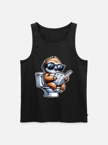 Sloth Toilet Newspaper - Men's Premium Organic Tank Top - black