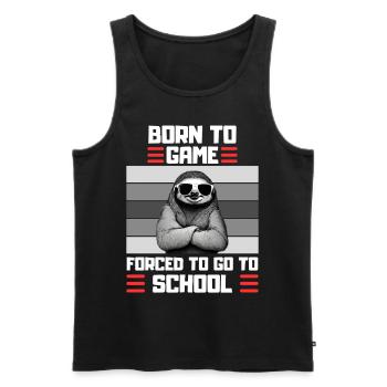 Gaming Faultier Schul Spruch Zocker - Männer Premium Bio Tank Top - Schwarz - Vorne - AI Model Male 178 light (178cm)