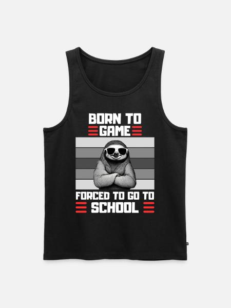 Gaming Sloth School Saying Gambler - Men's Premium Organic Tank Top - black