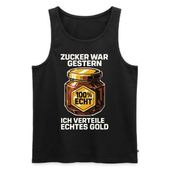 Bienen Imker Zucker War Gestern Echtes Gold Spruch - Männer Premium Bio Tank Top - Schwarz - Vorne - Michal (187cm)