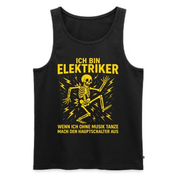 Elektriker Spruch Lustig, Ich bin Elektriker - Männer Premium Bio Tank Top - Schwarz - Vorne - Michal (187cm)