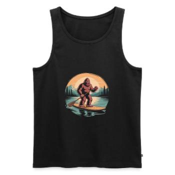 Vintage Bigfoot Paddleboarding - Männer Premium Bio Tank Top - Schwarz - Vorne - AI Model Male 178 light (178cm)
