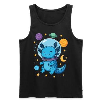Cute Astronaut Axolotl Space Planets Stars Moon - Men's Premium Organic Tank Top - black - Front - Michal (187cm)