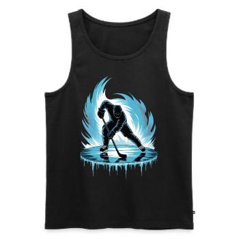 Cool Hockey Player Skating Skater Stick Puck - Men's Premium Organic Tank Top - black - Front - AI Model Male 178 light (178cm)