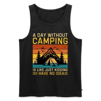 Lustiger Camping Spruch Zelten - Männer Premium Bio Tank Top - Schwarz - Vorne - AI Model Male 178 light (178cm)