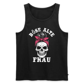 Böse alte Frau - Totenkopf - Ironie - Spruch - Männer Premium Bio Tank Top - Schwarz - Vorne - Michal (187cm)