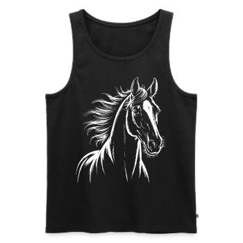 Croquis de cheval Équitation Line Art Dessin d’animaux - Débardeur bio Premium Homme - noir - Devant - Michal (187cm)