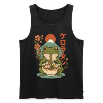 Frosch Esst Ramen Japanischer Mt. Fuji Kirschblüten - Männer Premium Bio Tank Top - Schwarz - Vorne - AI Model Male 178 light (178cm)