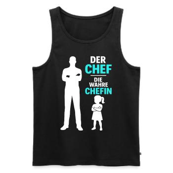 Vater und Tochter Der Chef Die wahre Chefin Papa - Männer Premium Bio Tank Top - Schwarz - Vorne - AI Model Male 178 light (178cm)