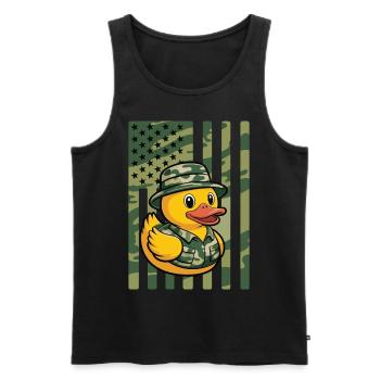 Canard en caoutchouc mignon Militaire vétéran de l’armée Camouflage militaire - Débardeur bio Premium Homme - noir - Devant - AI Model Male 178 light (178cm)