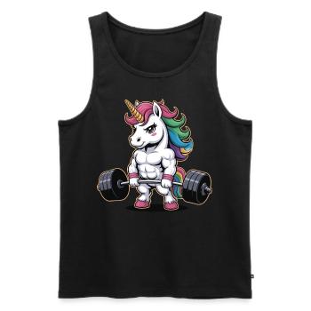 Muskulöses Einhorn Gewichtheben Fitnessstudio Fitness Workout - Männer Premium Bio Tank Top - Schwarz - Vorne - Michal (187cm)