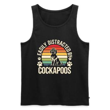 Facilement distrait par les cockapoos - Look vintage pour - Débardeur bio Premium Homme - noir - Devant - Michal (187cm)