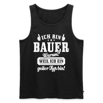 Ich bin Bauer weil ich ein geiler Typ bin - Männer Premium Bio Tank Top - Schwarz - Vorne - AI Model Male 178 light (178cm)