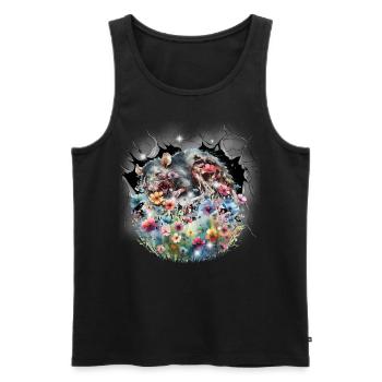 Souris souris rat fleurs fleur nature environnement - Débardeur bio Premium Homme - noir - Devant - Michal (187cm)