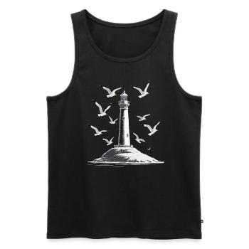 Leuchturm Möwe Hafen Moin Meer See - Männer Premium Bio Tank Top - Schwarz - Vorne - AI Model Male 178 light (178cm)