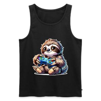 Faultier Gamer Gaming Nerd - Männer Premium Bio Tank Top - Schwarz - Vorne - AI Model Male 178 light (178cm)