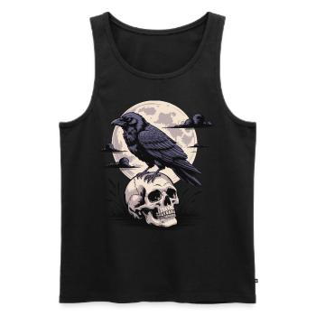 Black Raven Skull Full Moon Dark Gothic Emo Dark - Men's Premium Organic Tank Top - black - Front - Michal (187cm)