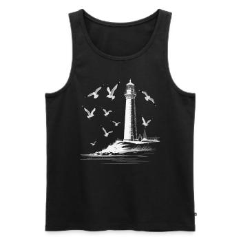Leuchturm Möwe Hafen Moin Meer See - Männer Premium Bio Tank Top - Schwarz - Vorne - AI Model Male 178 light (178cm)