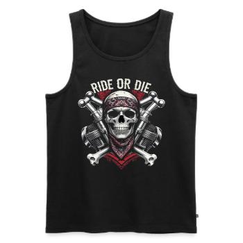 Motorcycle Skull Ride or Die Biker Chopper Rock - Men's Premium Organic Tank Top - black - Front - Michal (187cm)