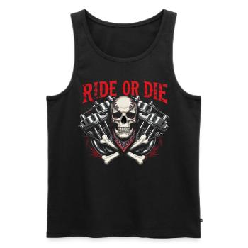 Motorcycle Skull Ride or Die Biker Chopper Rock - Men's Premium Organic Tank Top - black - Front - Michal (187cm)