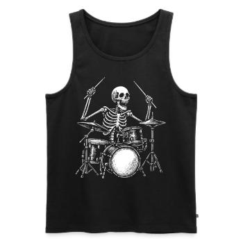 Drummer Skelto Skull Drum Set Musician Percussion - Men's Premium Organic Tank Top - black - Front - AI Model Male 178 light (178cm)