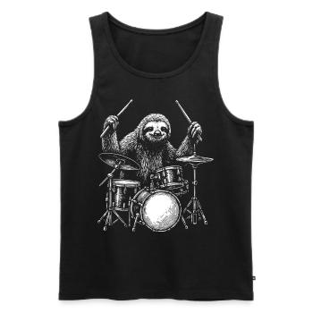 Drummer Sloth Animal Drum Set Musician Percussion - Men's Premium Organic Tank Top - black - Front - AI Model Male 178 light (178cm)
