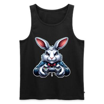 Bunny Rabbit Gamer Gaming Nerd - Men's Premium Organic Tank Top - black - Front - AI Model Male 178 light (178cm)