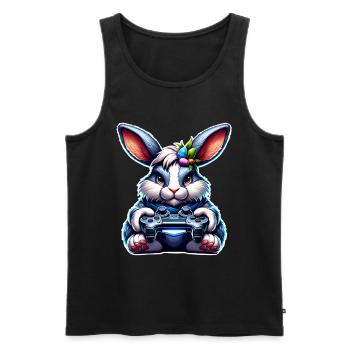 Bunny Rabbit Gamer Gaming Nerd - Men's Premium Organic Tank Top - black - Front - AI Model Male 178 light (178cm)