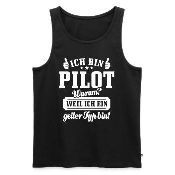 Ich bin Pilot weil ich ein geiler Typ bin - Männer Premium Bio Tank Top - Schwarz - Vorne - AI Model Male 178 light (178cm)