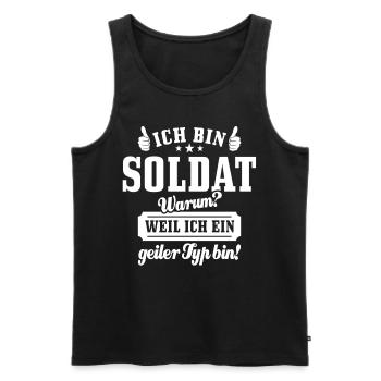Ich bin Soldat weil ich ein geiler Typ bin - Männer Premium Bio Tank Top - Schwarz - Vorne - AI Model Male 178 light (178cm)