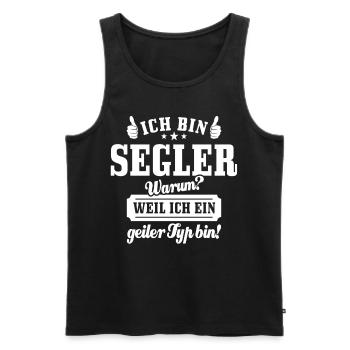 Ich bin Segler weil ich ein geiler Typ bin - Männer Premium Bio Tank Top - Schwarz - Vorne - AI Model Male 178 light (178cm)