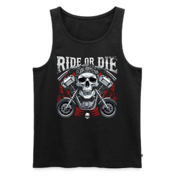 Moto Skull Ride ou Die Biker Chopper Rock - Débardeur bio Premium Homme - noir - Devant - Michal (187cm)
