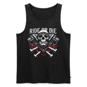Motorcycle Skull Ride or Die Biker Chopper Rock - Men's Premium Organic Tank Top - black - Front - Michal (187cm)