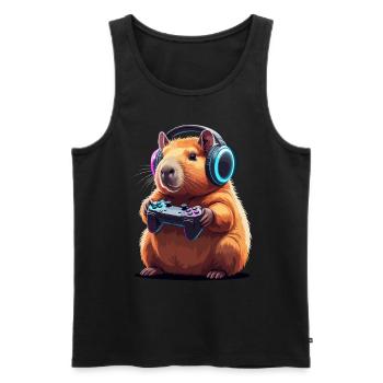 Gamer Hamster Controller Gaming Spielen - Männer Premium Bio Tank Top - Schwarz - Vorne - Michal (187cm)