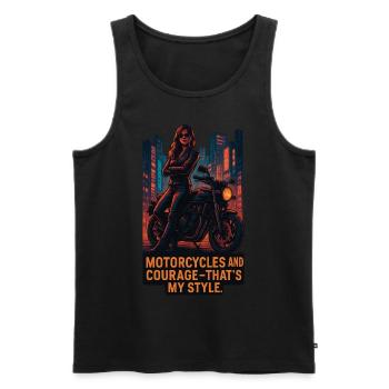 Motorcycles and courage – that's my style - Men's Premium Organic Tank Top - black - Front - AI Model Male 178 light (178cm)