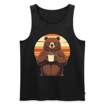 Grim Bear Coffee Mug Bears Coffee Tired - Men's Premium Organic Tank Top - black - Front - Michal (187cm)