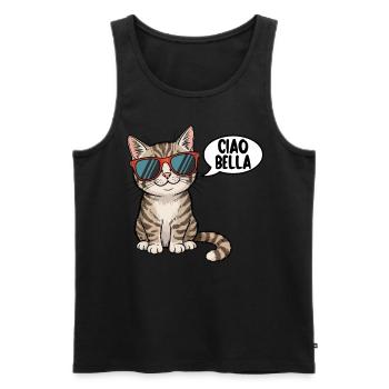 Ciao Bella - Men's Premium Organic Tank Top - black - Front - AI Model Male 178 light (178cm)