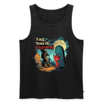 Occultisme Démonologie Tarot Tag Vous êtes maudit - Débardeur bio Premium Homme - noir - Devant - Michal (187cm)