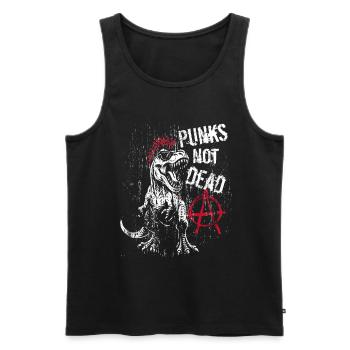 T-Rex - Punks not dead - Punk Dinosaur - Men's Premium Organic Tank Top - black - Front - Michal (187cm)