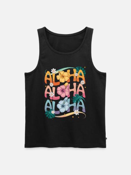 Aloha Tropische Blumen Farbpracht - Männer Premium Bio Tank Top - Schwarz