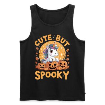 Süß aber gruselig – Halloween Einhorn - Männer Premium Bio Tank Top - Schwarz - Vorne - Michal (187cm)