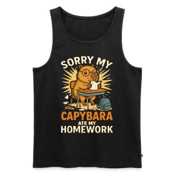 Capybara Capybara Homework Funny - Men's Premium Organic Tank Top - black - Front - Michal (187cm)