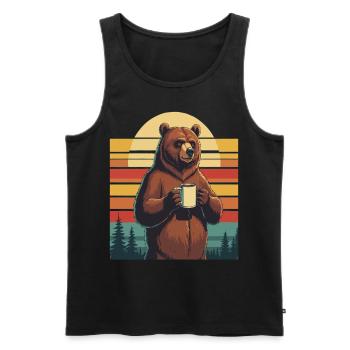 Grim Bear Coffee Mug Bears Coffee Tired - Men's Premium Organic Tank Top - black - Front - Michal (187cm)