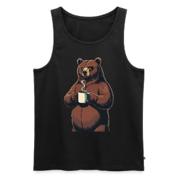 Grim Bear Coffee Mug Bears Coffee Tired - Men's Premium Organic Tank Top - black - Front - Michal (187cm)