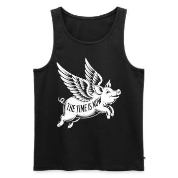 Fliegendes Schwein, klare Botschaft - Männer Premium Bio Tank Top - Schwarz - Vorne - AI Model Male 178 light (178cm)