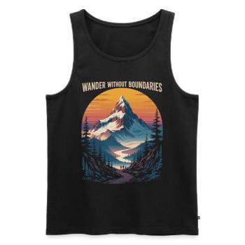 Wandern - Freiheit beginnt auf dem Pfad - Männer Premium Bio Tank Top - Schwarz - Vorne - AI Model Male 178 light (178cm)